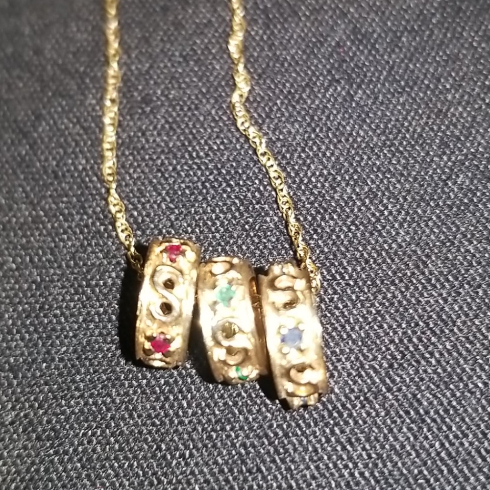 10K Gem Charm Trio Necklace - Picture 3 of 8